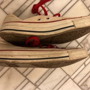 Converse Chuck Taylor off white sneakers w/red laces, 6 1/2